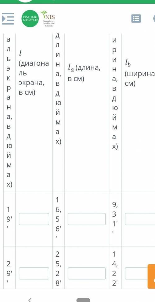 Экраны телевизоров измеряются в дюймах. Для перевода дюймов в сантиметры используется формула l = 2,