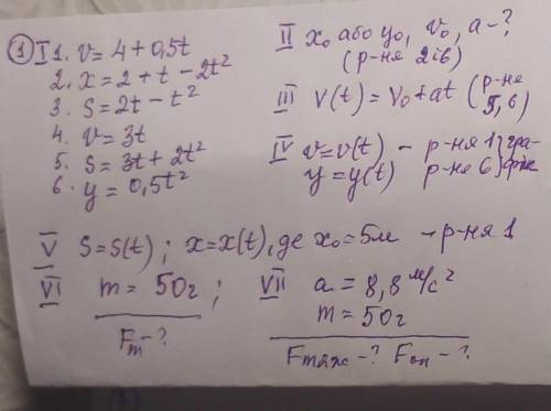 с физикой 9 класс І.Назвати рівняння руху;вказати, який рух ( : по 0,5 за кожну правильну відповідь