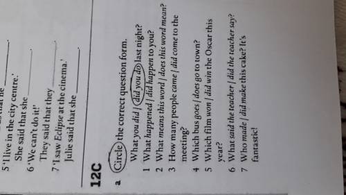 12c. A.Circle the correct question form.