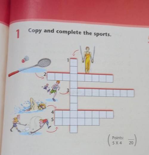 Copy and complete the sports ​