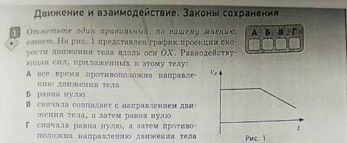 На рисунке представлен график проекции скорости движения тела вдоль оси ОХ. Равнодействующая сил, пр