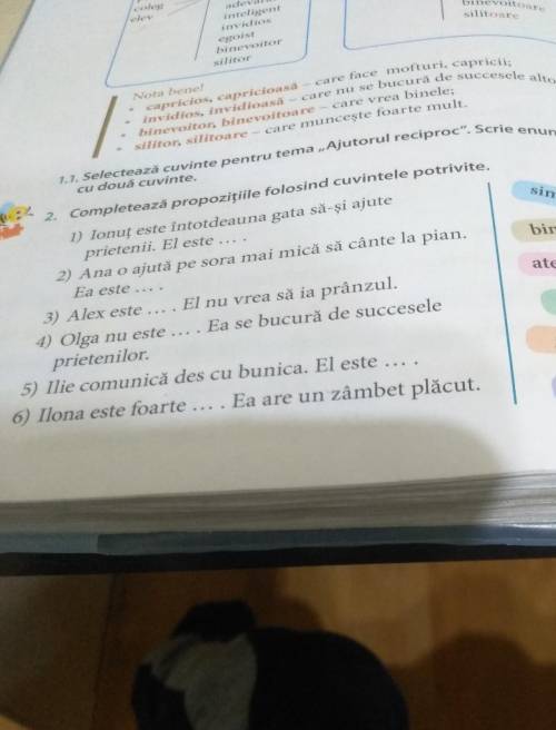 Cuvinte: simpatică,binevoitor,atent,capricios,grijulie,invidioasă​