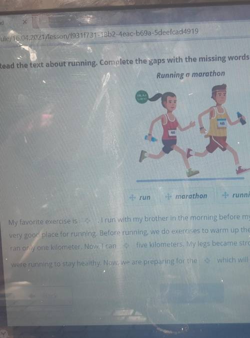 Read the text about running. Complete the gaps with the missing words. 1) Running a marathonrunmarat