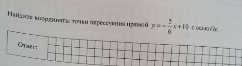 Найдите координаты точки пересечения прямой у=-=x+10 с осью Ох.56ответ:​