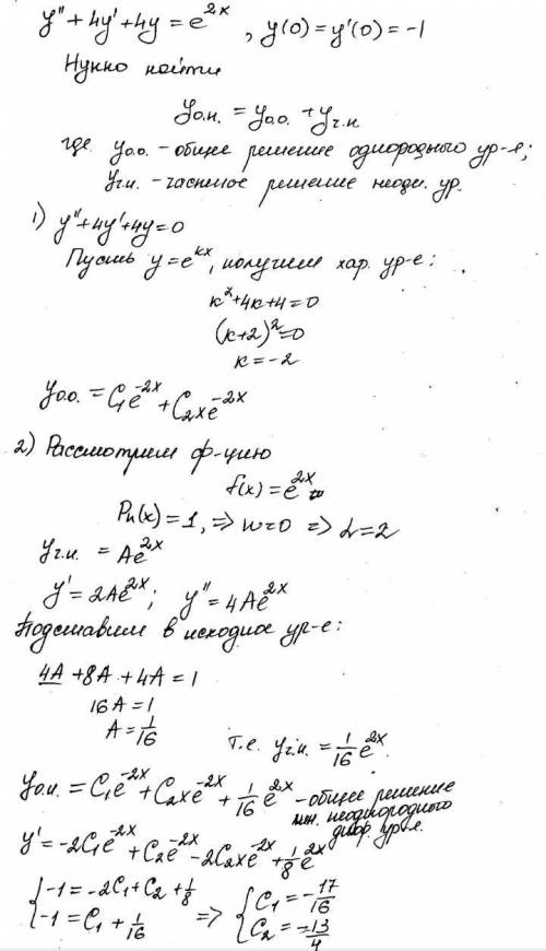 Найти частные решения дифференциальных уравнений второго порядка при заданных начальных условиях y-