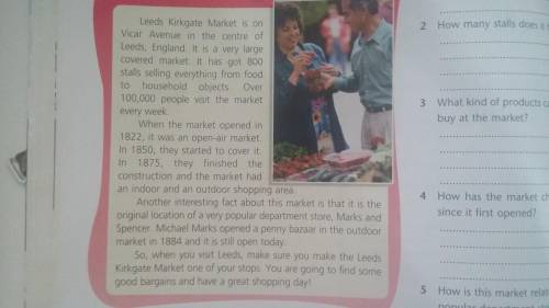 Read again and answer the guestions 1 where exactly is Kirkgate Market? 2 How many stalls does it ha