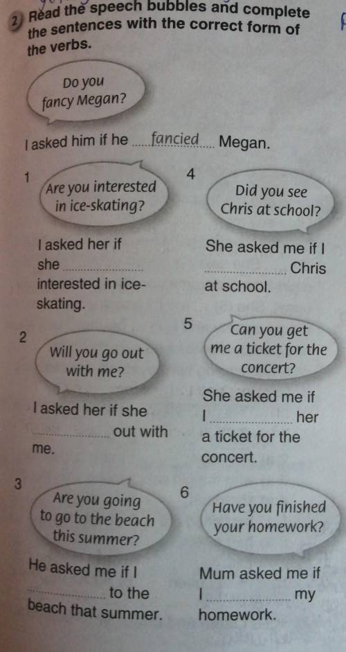 Per 2 Read the speech bubbles and completethe sentences with the correct form ofthe verbs.Do youfanc