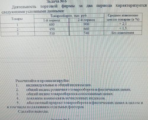 В том числе под влиянием отдельных факторов. Сделайте выводы.TЗадача No 6Деятельность торговой фирмы