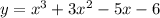 y = {x}^{3} + 3 {x}^{2} - 5x - 6