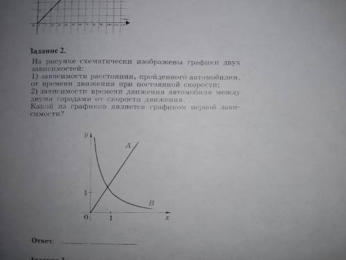 На рисунке изображен график двух зависимостей: 1) зависимости расстояния, пройденного автомобилем, о