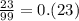 \frac{23}{99} = 0.(23)