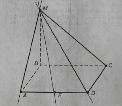 В основании пирамиды МАБСД лежит квадрат, а ее боковое ребро МБ перпендикулярно сторонам АБ и БС осн