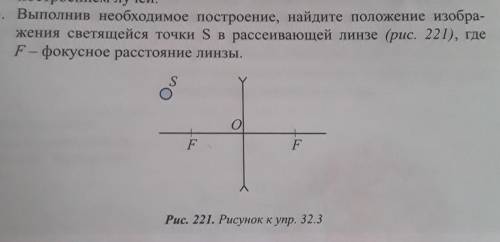 Выполнив необходимое построение, найдите положение изобра- жения светящейся точки S в рассеивающей л