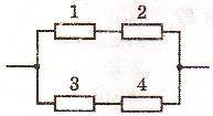 • Який із резисторів споживає найбільше енергії, якщо R2=R3=2R1 , R4=4R1 ? Див.схему