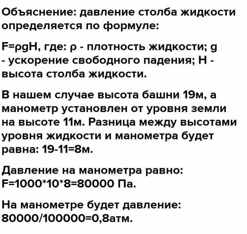 В сельской водонапорной башне высота уровня воды над землёй составляет 20 м. Како дополнительное дав