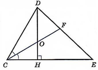 На рисунке СF – биссектриса ∆СDЕ, DH – высота, ∠С = 60°, СО = 12 см. Найти расстояние от точки О до 