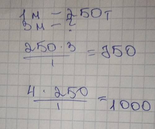 Б) В магазине спортивных товаров 1 м верёвки для снаряжения стоит 250 тенге. Сколько стоит 3 м такой