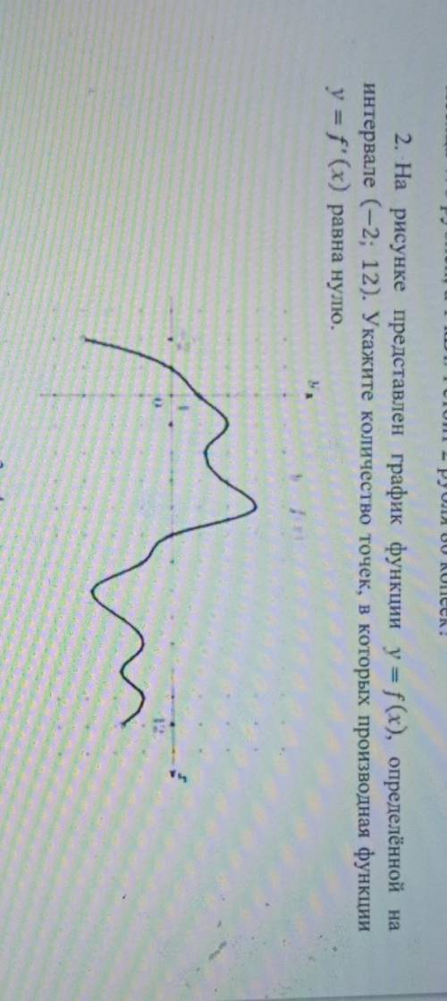 2. На рисунке представлен график функции y=f(x), определённой на интервале (-2; 12). Укажите количес
