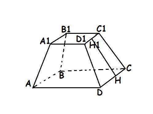 с геометрией. На рисунке изображена правильная усеченная пирамида AB=9, A1B1= 5. H1H⊥CD, H1H=7. Найд