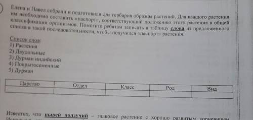 Елена и Павел собрали и подготовили для гербария образцы растений. Для каждого растения им необходим