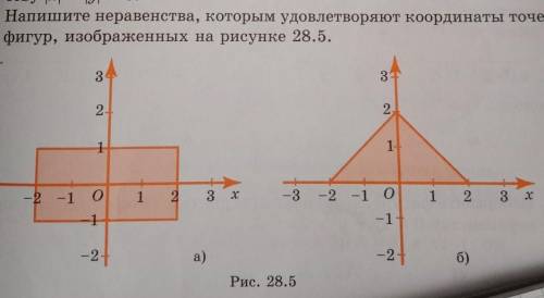 6. Напишите неравенства, которым удовлетворяют координаты точек фигур, изображенных на рисунке 28.5.