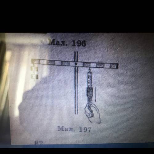 634°. На важелі (мал, 197) вантажі по 1H кожний зрівноважуються розтягнутою пружиною динамометра. Ви