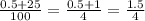 \frac{0.5+25}{100}=\frac{0.5+1}{4} =\frac{1.5}{4}