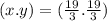 (x.y) = ( \frac{19}{3} . \frac{19}{3} )