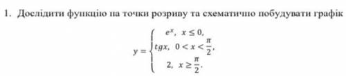 ‼️ Дослідити функцію на точки розриву та схематично побудувати графік