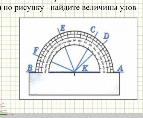 По рисунку найдите величину углов. ВКФ ФКЕ. ЕКС. СКД. ДКА​