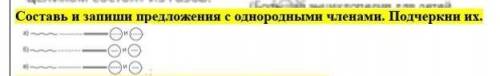 Составь и запиши предложения с однородными членами. Подчеркни их. там на картинке написано какие там