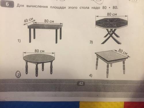 . Для вычисления площади этого стола надо 80*80.