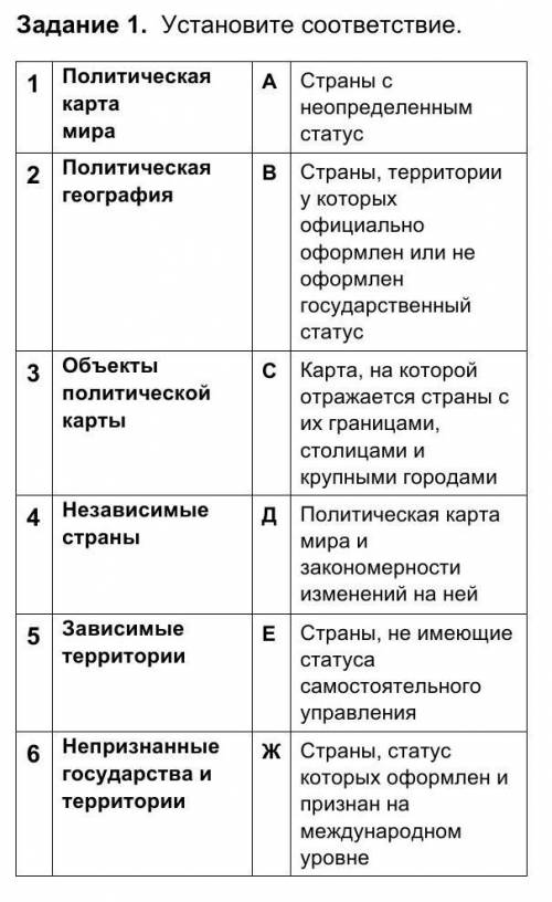 Установите соответствие. .​