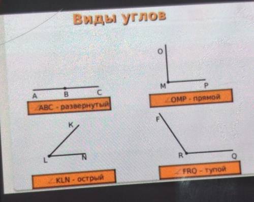 Виды углов ВсДомр прямойABC - развернутыйZRоFRO - TynoкLN - острый ​