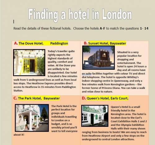 2. Прочитайте текст London Hotels та виконайте завдання до тексту