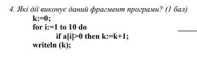 4. Які дії виконує даний фрагмент програми? ( )