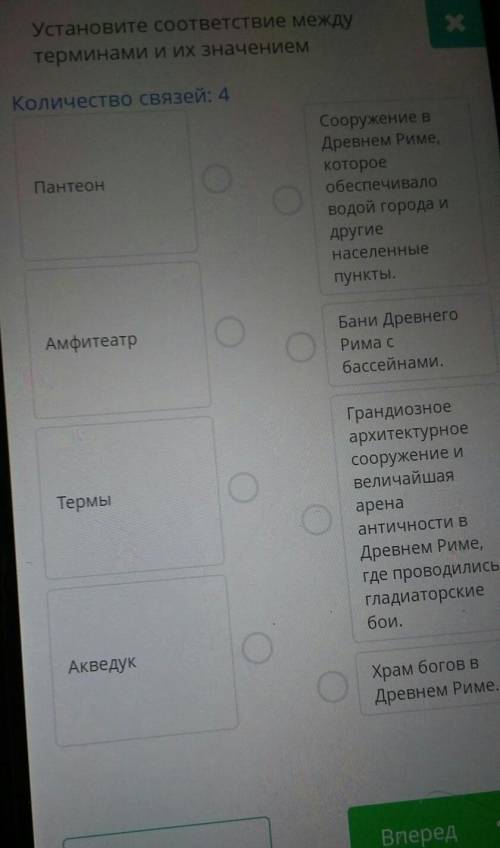 Установите соответствие между терминами с оружия в Риме Древнем Риме которая обеспечивала водой горо