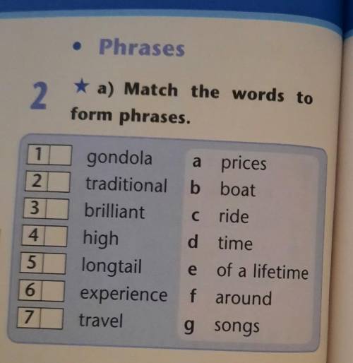 • Phrases2* a) Match the words toform phrases.​