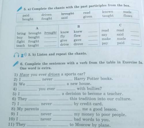 6. Complete the sentences with a verb from the table in Exercise Ja. c) I'One word is extra.1) Have 