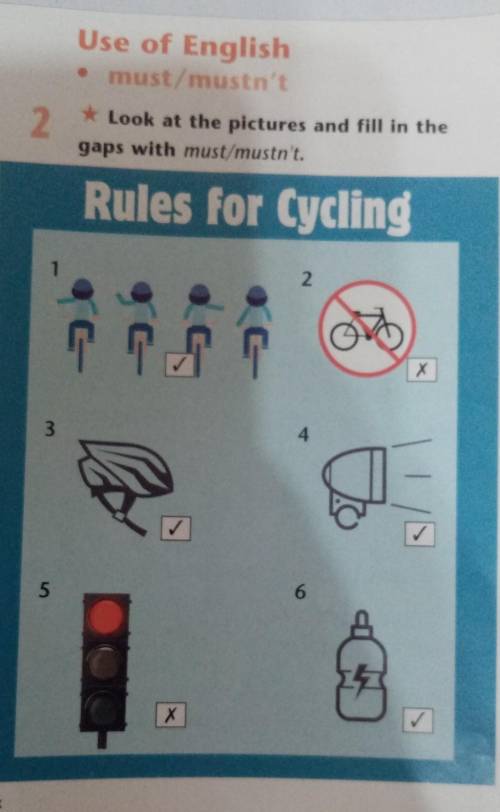 Use of English • must/mustn'tLook at the pictures and fill in thegaps with must/mustn't.2Rules for C