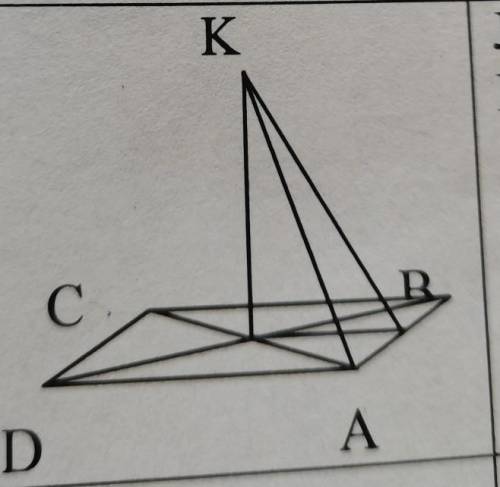 ОЧЕНЬ . ТОЧКА К УДАЛЕНА ОТ ВЕРШИН КВАДРАТА ABCD НА 5СМ А ОТ ЕГО СТОРОН НА 4СМ НАЙТИ РАССТОЯНИЕ ОТ ТО