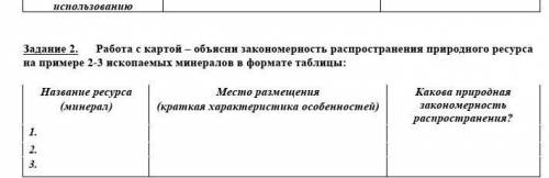 Работа с картой – объясни закономерность распространения природного ресурса на примере 2-3 ископаемы