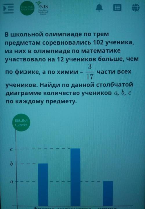 В школьной олимпиаде по трем предметам соревновались 102 ученика,ИЗ НИХ В олимпиаде по математикеуча