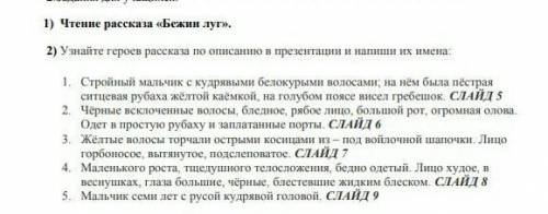 «Бежин луг». Узнайте героев рассказа по описанию в презентации и напитки их имена​