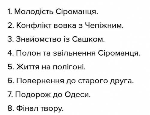 Докладний план до твору Сіроманаць зі сторінки 223-235