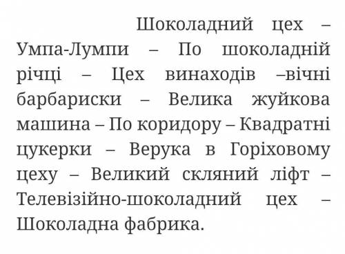 Ланцюжок подорожі фабрикою Віллі Вонка