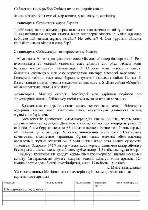 2 - тапсырма . Сөйлемдерді сөз тіркестеріне бөліңіз . 1.Аймақтағы 50 - ге тарта үкіметтік емес ұйымд