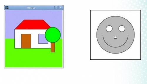 нарисуйте домик и смайлик в команде tkinter (Python) изображения прикреплены к заданию, заранее огро