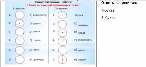 установите соответствие первое а второе б диаметр 3 в хорда 4G окружность 5 dcpr6e радиус ВТОРОЙ ВАР