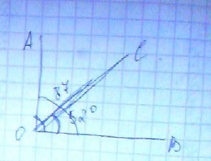 Из вершины развёрнутое угла AOB проведён луч OC так, что угол AOC равен 87 градусов и луч OK так, чт